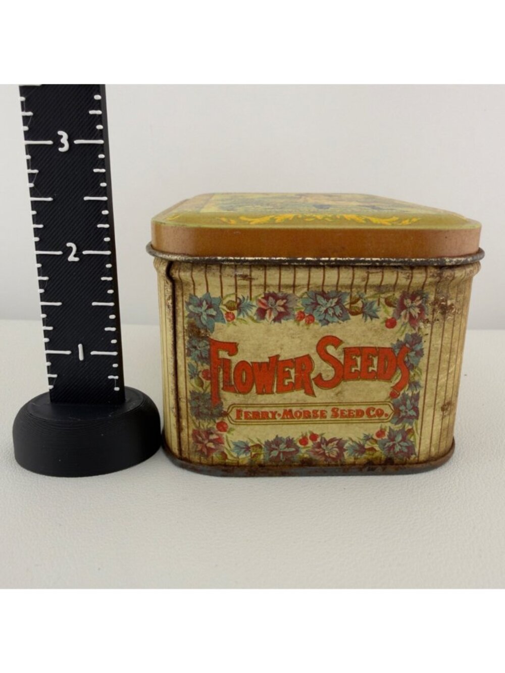 Vintage Ferry Morse Flower Seeds Tin Storage Box Advertising Decorative - Picture 3 of 12